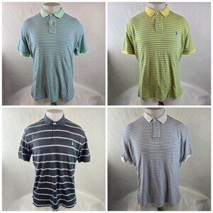 Polo Ralph Lauren Shirt Mens Medium Polo Striped Lot of 4 Bundle Golf Vintage